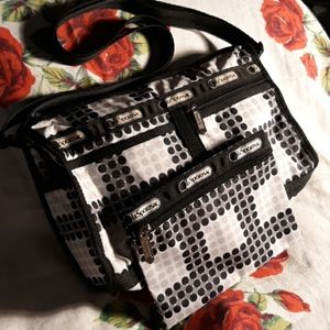 LeSportsac Polka Dot Grid Crossbody/Shoulder